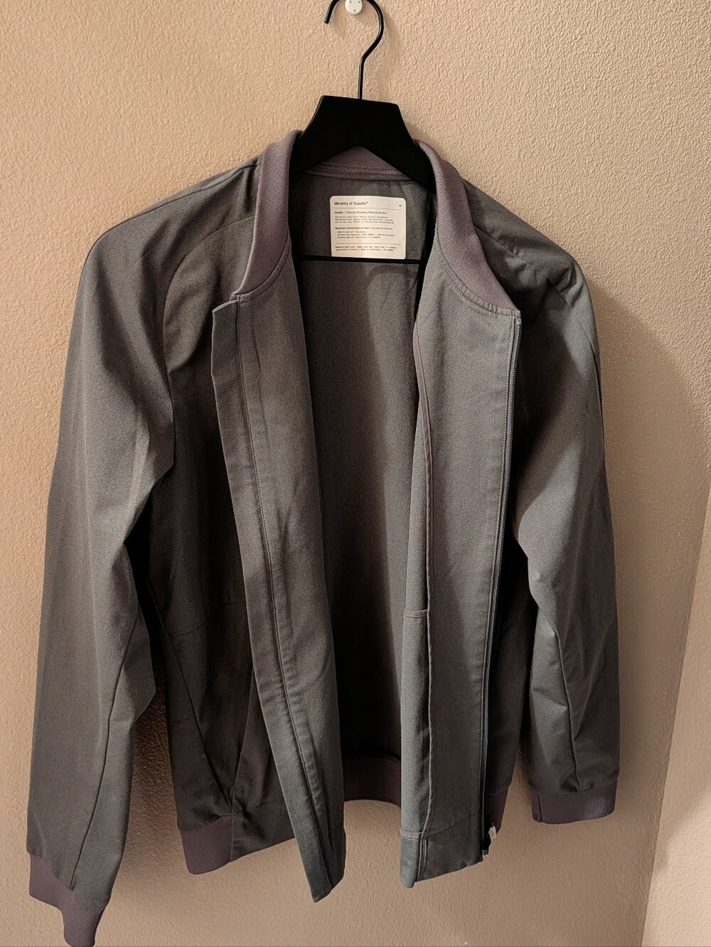 Ministry of Supply Kinetic Jacket Men's Medium Gray Zip Bomber Stretch Size M